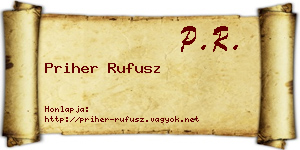 Priher Rufusz névjegykártya